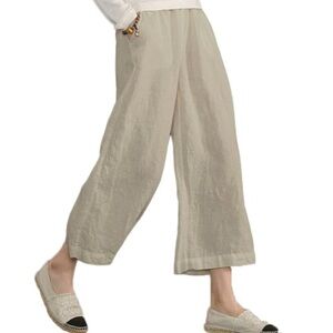 Abercrombie & Fitch Beige Wide-Leg linen Pants !!
